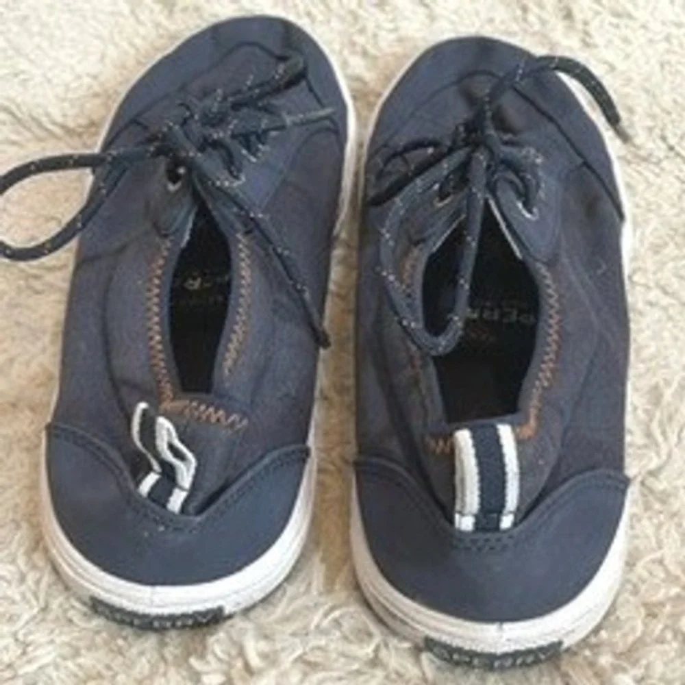 Sperry Top-Sider Deckfin Mens 6.5 Navy Blue Canvas Low Top Sneakers YB56830A